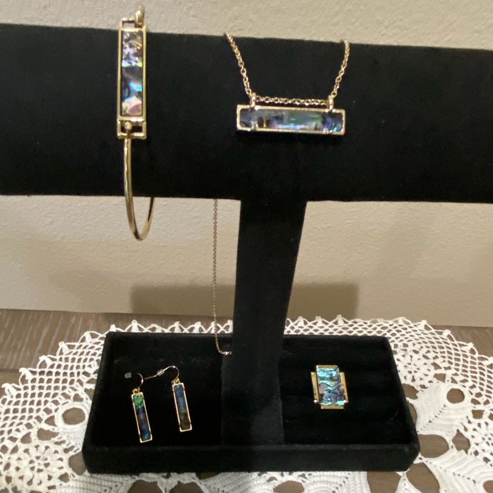 Abalone Necklace, Earring, Ring, Bracelet Set